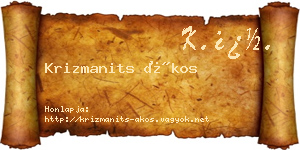 Krizmanits Ákos névjegykártya